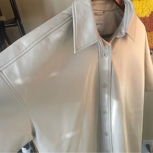 Aritzia Babaton Vegan Leather Button Up